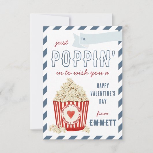 Invitation Poppin' Popcorn Classroom Valentines Day Card (Devant)
