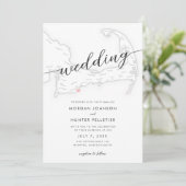 Invitation Popponesset moderne minima Inn Map Mariage (Debout devant)