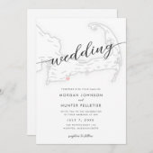 Invitation Popponesset moderne minima Inn Map Mariage (Devant / Derrière)