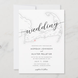 Invitation Popponesset moderne minima Inn Map Mariage