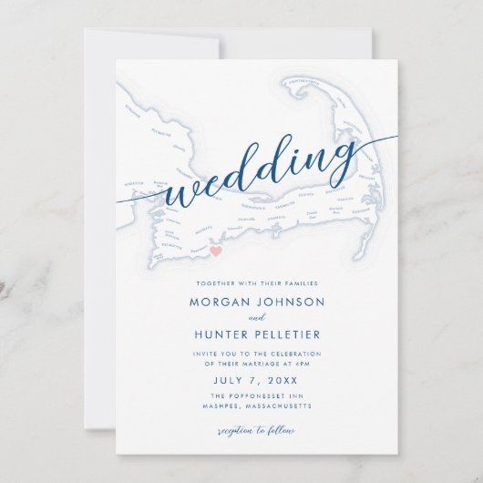 Invitation Popponesset moderne minima Inn Map Mariage (Devant)