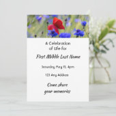 Invitation Poppy Cornflower Meadow  Memorial Pocket Keepsake (Debout devant)