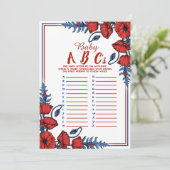 Invitation Poppy Floral Baby shower Baby ABC's Game (Debout devant)