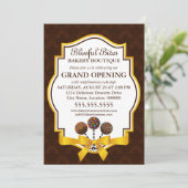 Invitation Pops de Cake Élégants & Damassé Ruban (Debout devant)