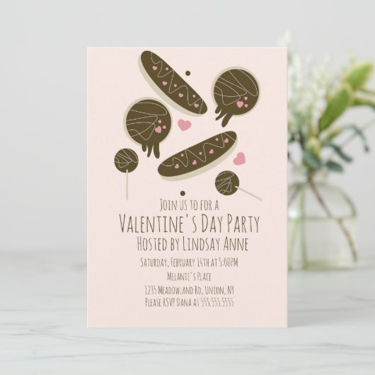 Invitation Pops de gâteau de donuts Eclair pour fête de la Sa (Debout devant)