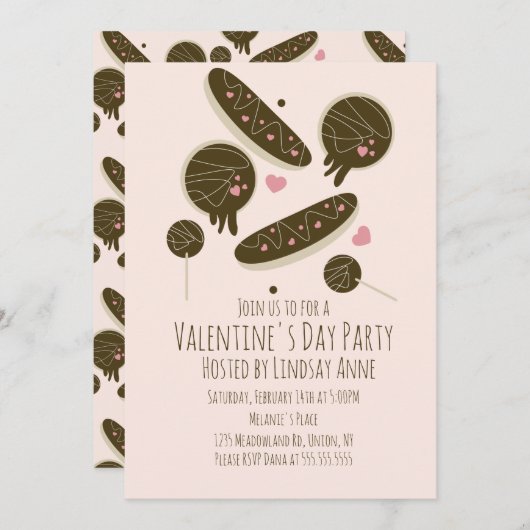 Invitation Pops de gâteau Donuts Eclair pour fête de la Saint (Devant / Derrière)