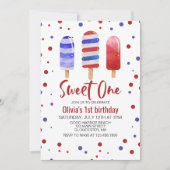 Invitation Pops de glace sucré un rouge blanc bleu 1er annive (Devant)