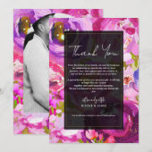 Invitation Pops de Merci Floral rose et violet vibre (Devant / Derrière)