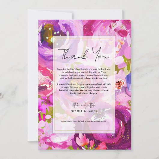 Invitation Pops de Merci Floral rose et violet vibre (Devant)