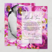 Invitation Pops de Merci Floral rose et violet vibre (Devant / Derrière)