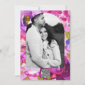 Invitation Pops de rose et violet floral vibrant Merci (Dos)