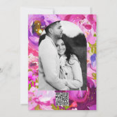 Invitation Pops de rose et violet vibrant Mariage floral (Dos)