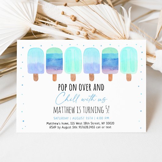 Invitation Popsicle Blue Boy Chill Avec Nous Anniversaire