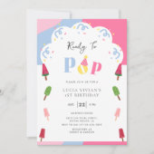 Invitation Popsicle coloré prêt à Pop 1er anniversaire (Devant)