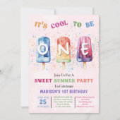 Invitation Popsicle Cool de fête un 1er anniversaire Invitati (Devant)