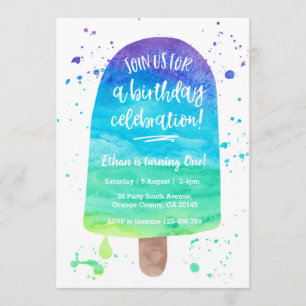 Invitation Popsicle de couleur pour aquarelle d'arc-en-ciel