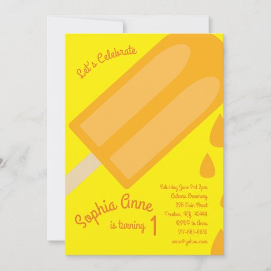 Invitation Popsicle fête d'anniversaire (Devant)