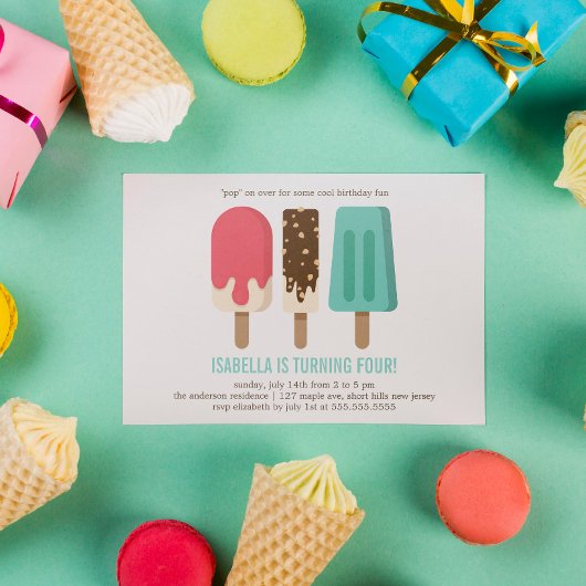 Invitation Popsicle fête d'anniversaire