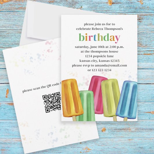 Invitation Popsicle fête d'anniversaire d'été mignonne