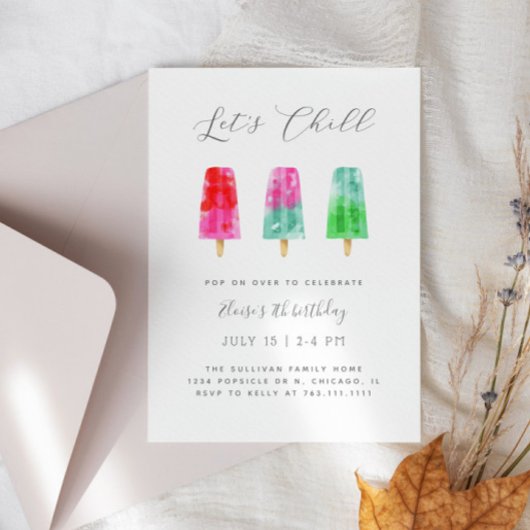 Invitation Popsicle fête d'anniversaire Lets Chill