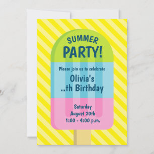 Invitation Popsicle glaces enfant été fête d'anniversaire