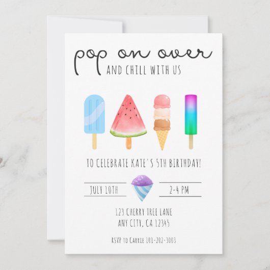 Invitation Popsicle Party (Devant)