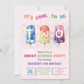Invitation Popsicle Party Deux Cool 2e anniversaire Invitatio (Devant)