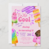 Invitation Popsicle Party Deux filles Cool 2e anniversaire (Devant)