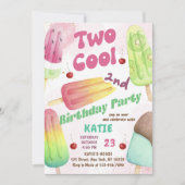 Invitation Popsicle Party Deux filles Cool 2e anniversaire (Devant)