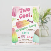 Invitation Popsicle Party Deux filles Cool 2e anniversaire (Debout devant)