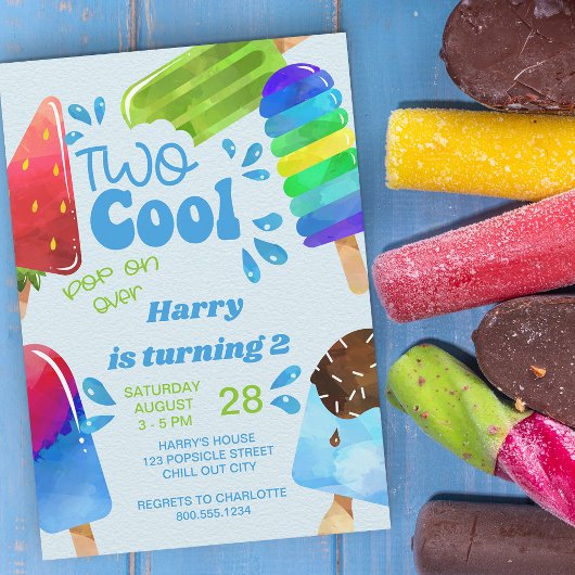 Invitation Popsicle Party Deux garçons Cool 2e anniversaire