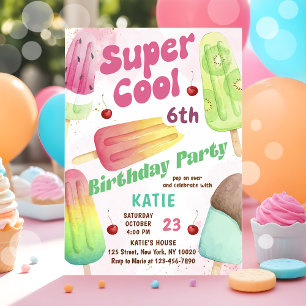 Invitation Popsicle Party Super Cool Girl Anniversaire Invita
