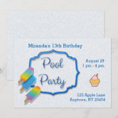 Invitation Popsicle Pool Party (Devant / Derrière)