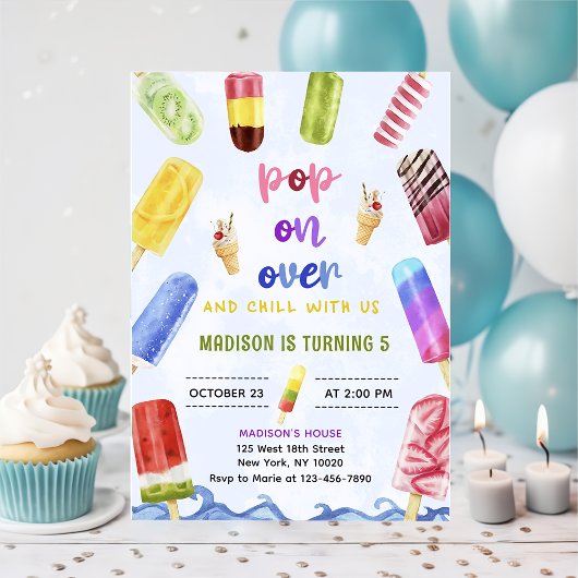 Invitation Popsicle Pop On Over Glace Anniversaire