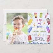 Invitation Popsicle Pop On Over Ice cream Anniversaire Photo (Devant)