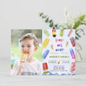 Invitation Popsicle Pop On Over Ice cream Anniversaire Photo (Debout devant)