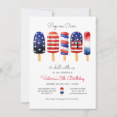 Invitation Popsicle rouge blanc & bleu 4 juillet patriotique (Devant)