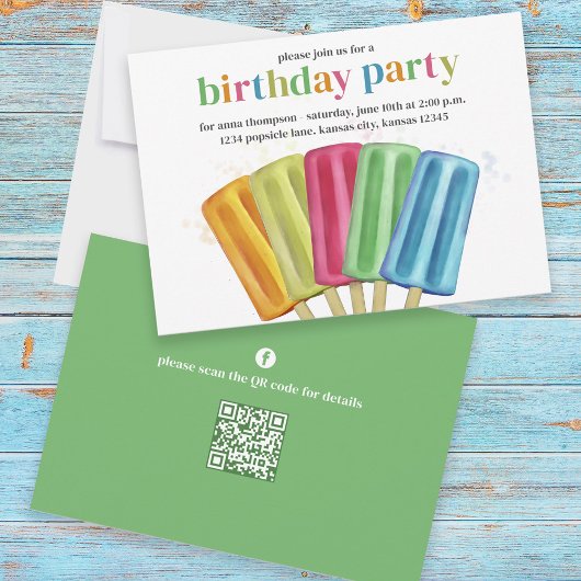 Invitation Popsicles d'aquarelle de fête d'anniversaire migno
