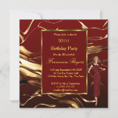 Invitation Populaire 50e anniversaire de fête Gold Bourgogne (Devant)