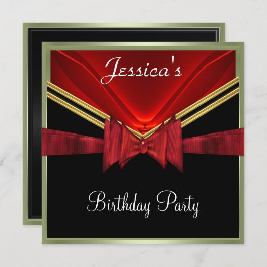 Invitation populaire Black Red Party (Devant / Derrière)