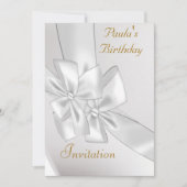 Invitation populaire d'anniversaire Ruban Blanc (Devant)