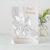 Invitation populaire d'anniversaire Ruban Blanc (Debout devant)