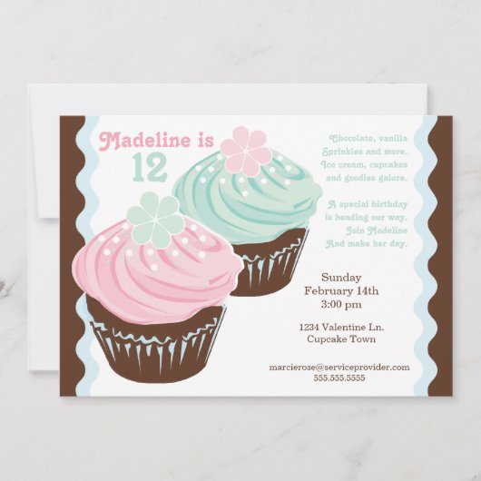 Invitation populaire de Miss 'N Nick Cupcake (Devant)