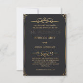 Invitation Populaire Elegant Black Gold Faux Foil Script Wedd (Devant)