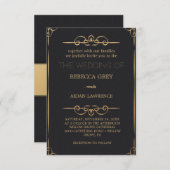 Invitation Populaire Elegant Black Gold Faux Foil Script Wedd (Devant / Derrière)