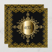 Invitation populaire fête d'anniversaire Noir et o (Devant / Derrière)