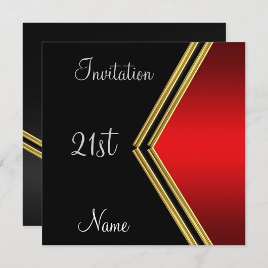 Invitation populaire Red Noir anniversaire (Devant / Derrière)