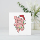 Invitation Porc Noël Animaux d'hiver Porcs (Debout devant)