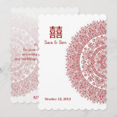 Invitation Porcelaine rouge chinoise mariage double bonheur (Devant / Derrière)