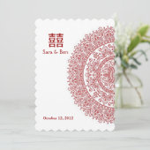Invitation Porcelaine rouge chinoise mariage double bonheur (Debout devant)